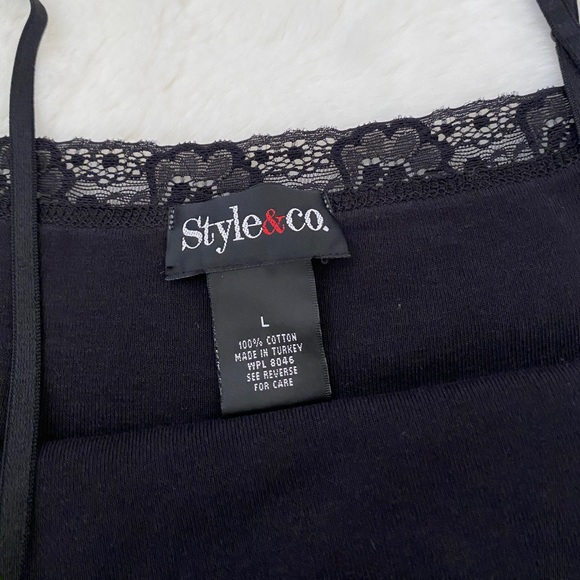 Y2K Black Lace Sequin Cami | Style & Co Stretchy Tank Top - Picture 6 of 9